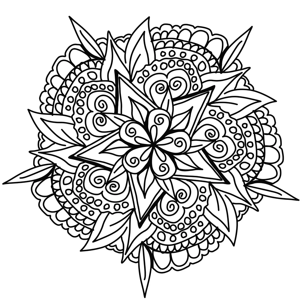 Mandala dibujado a mano (Flores y vegetación)