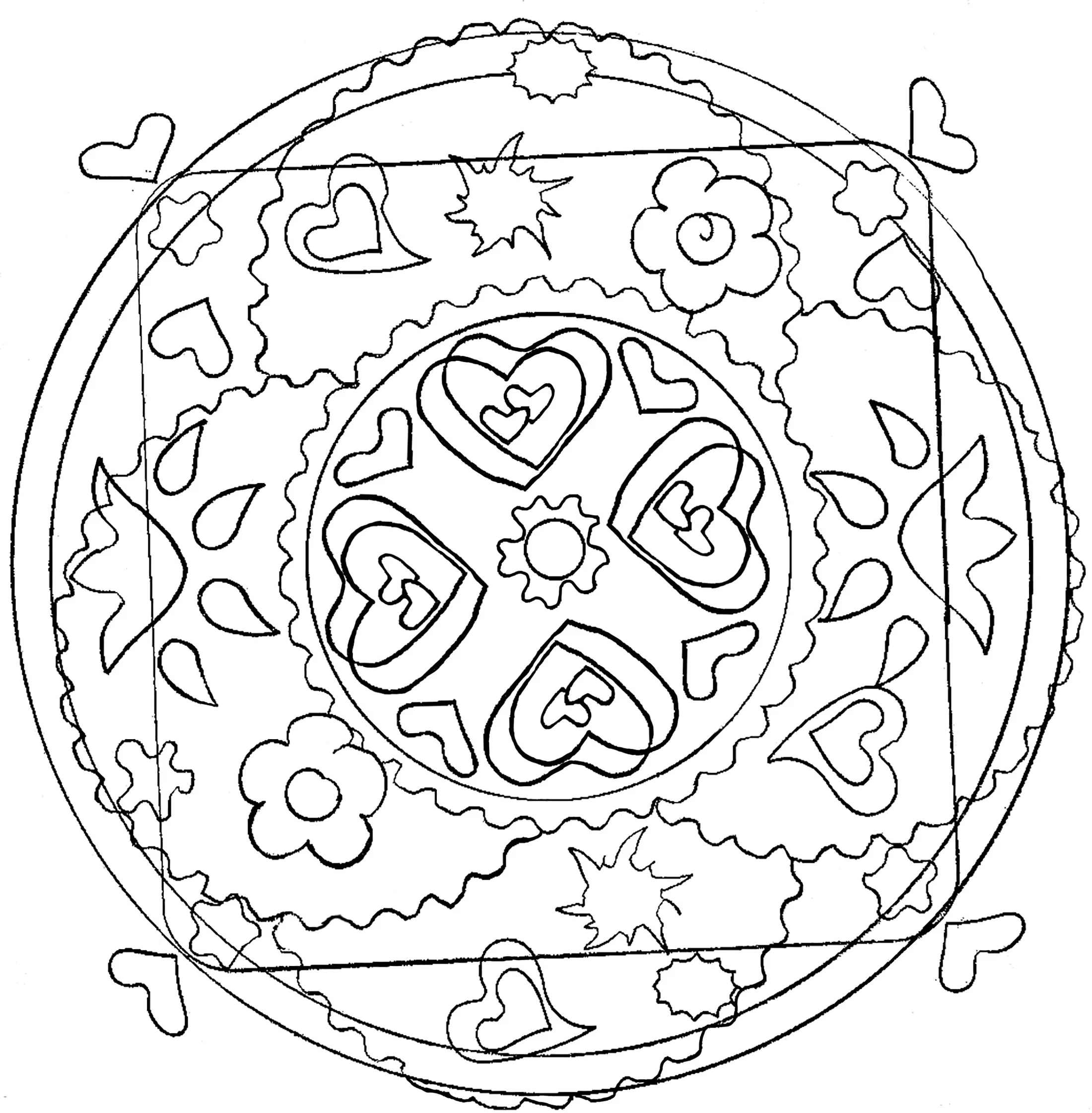 Un mandala dibujado a mano (Flores y vegetación)