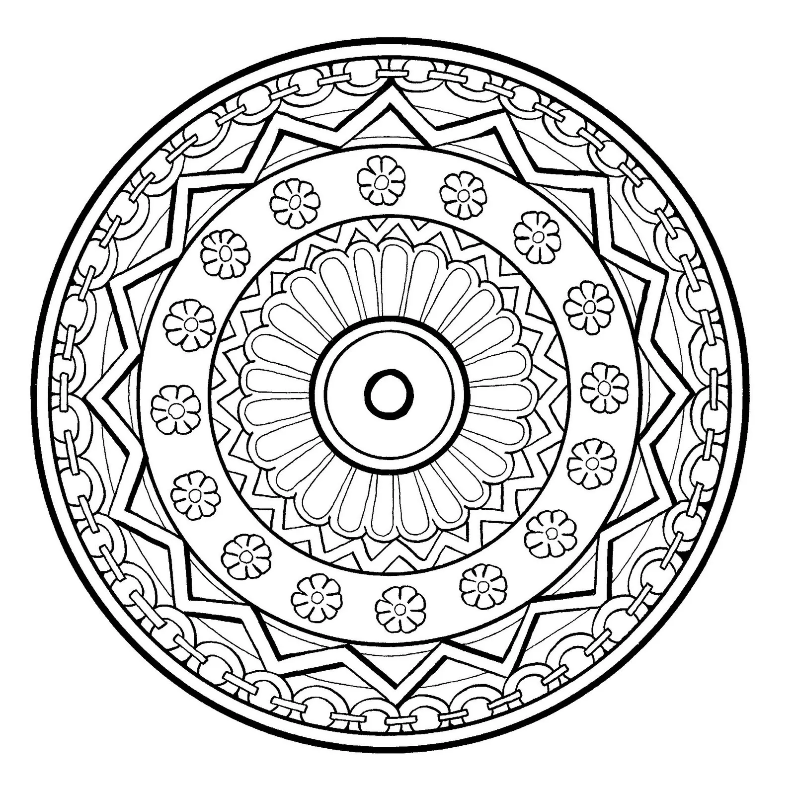 Mandala de plantas para colorear (Flores y vegetación)