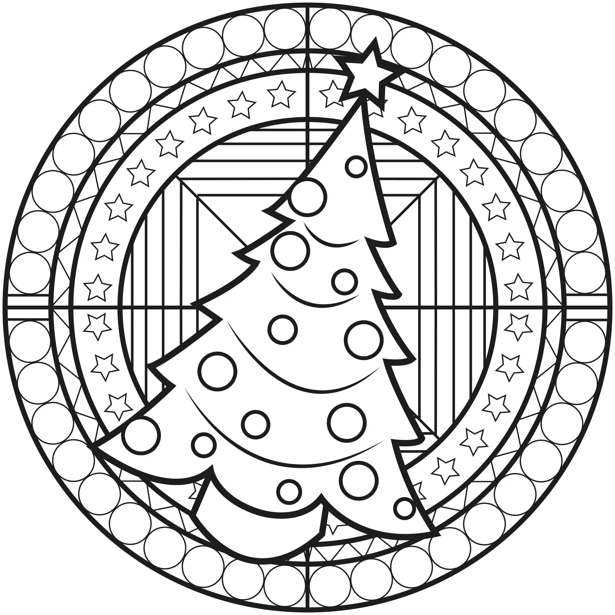Mandala Árbol de Navidad (Flores y vegetación)