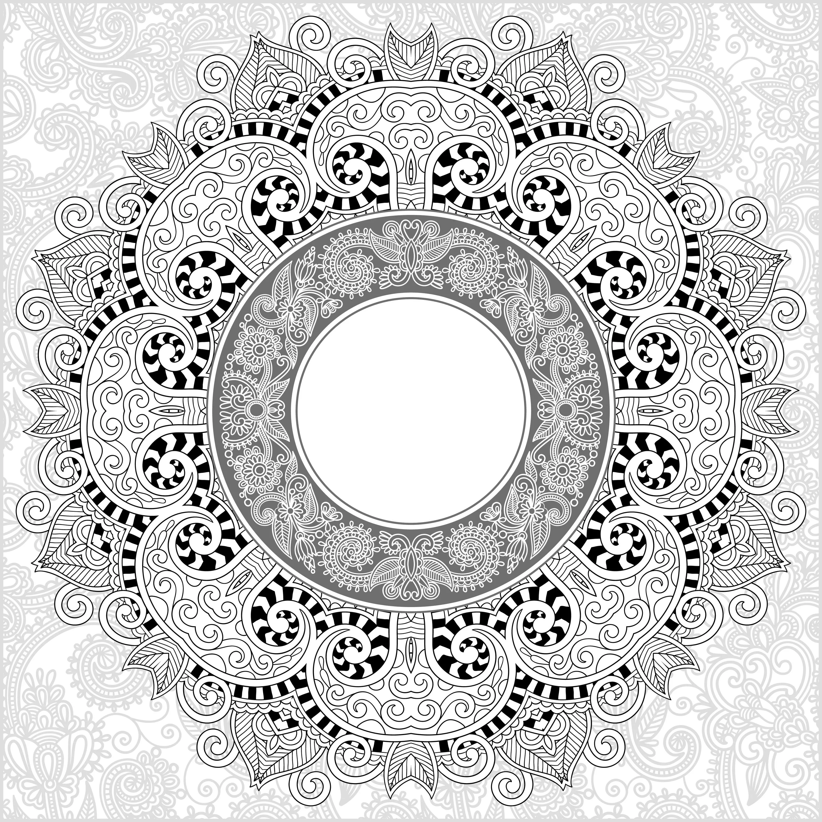 Mandala extremadamente delicado (Flores y vegetación)