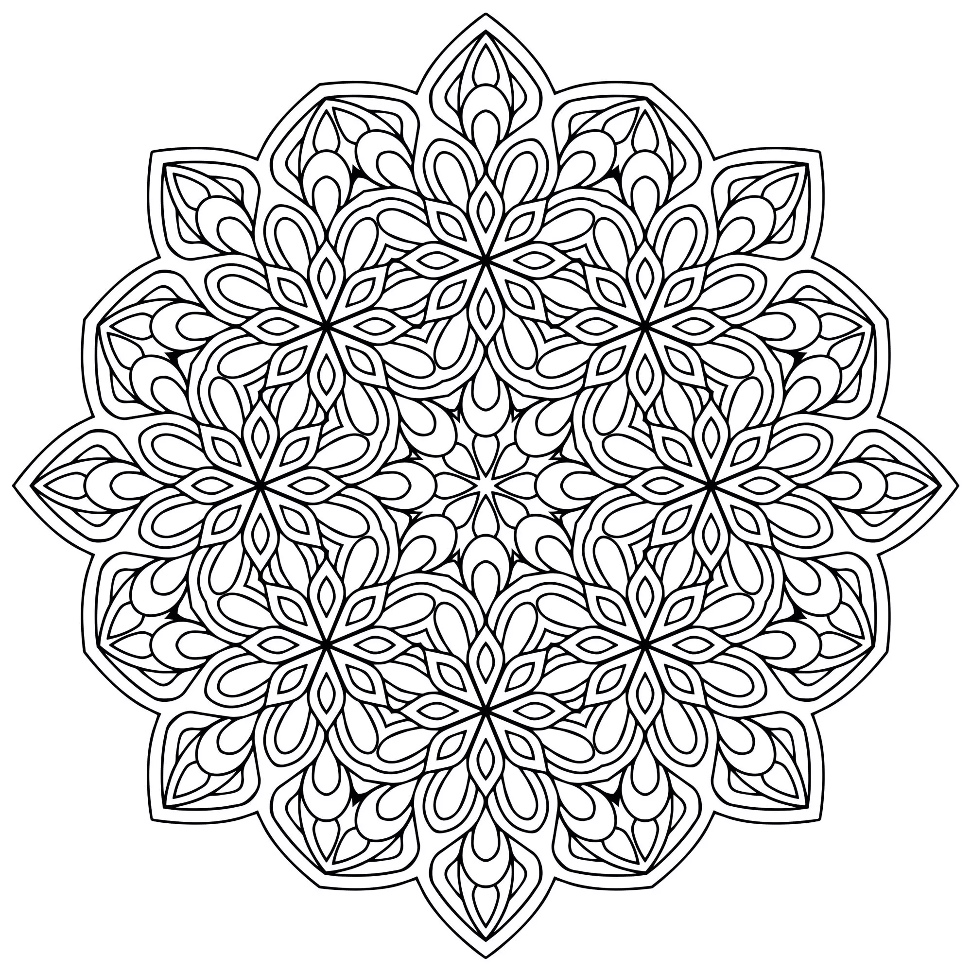 Mandala con flores y hojas - 9 (Flores y vegetación)