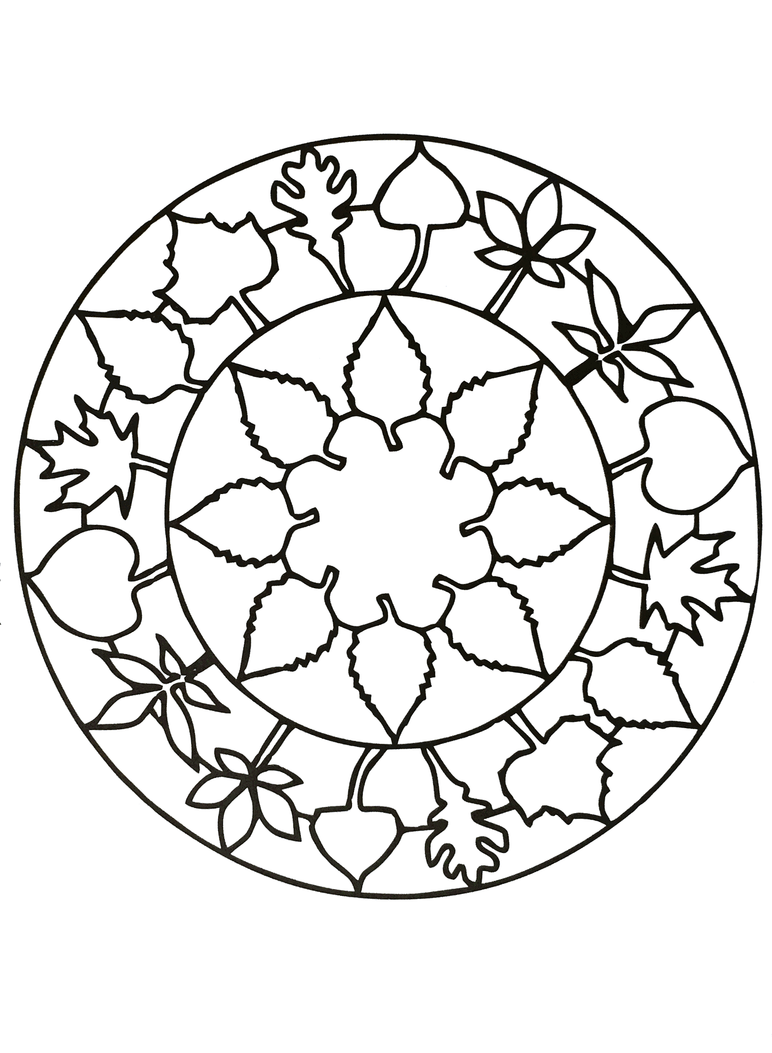 Mandala sencillo para imprimir (Flores y vegetación)