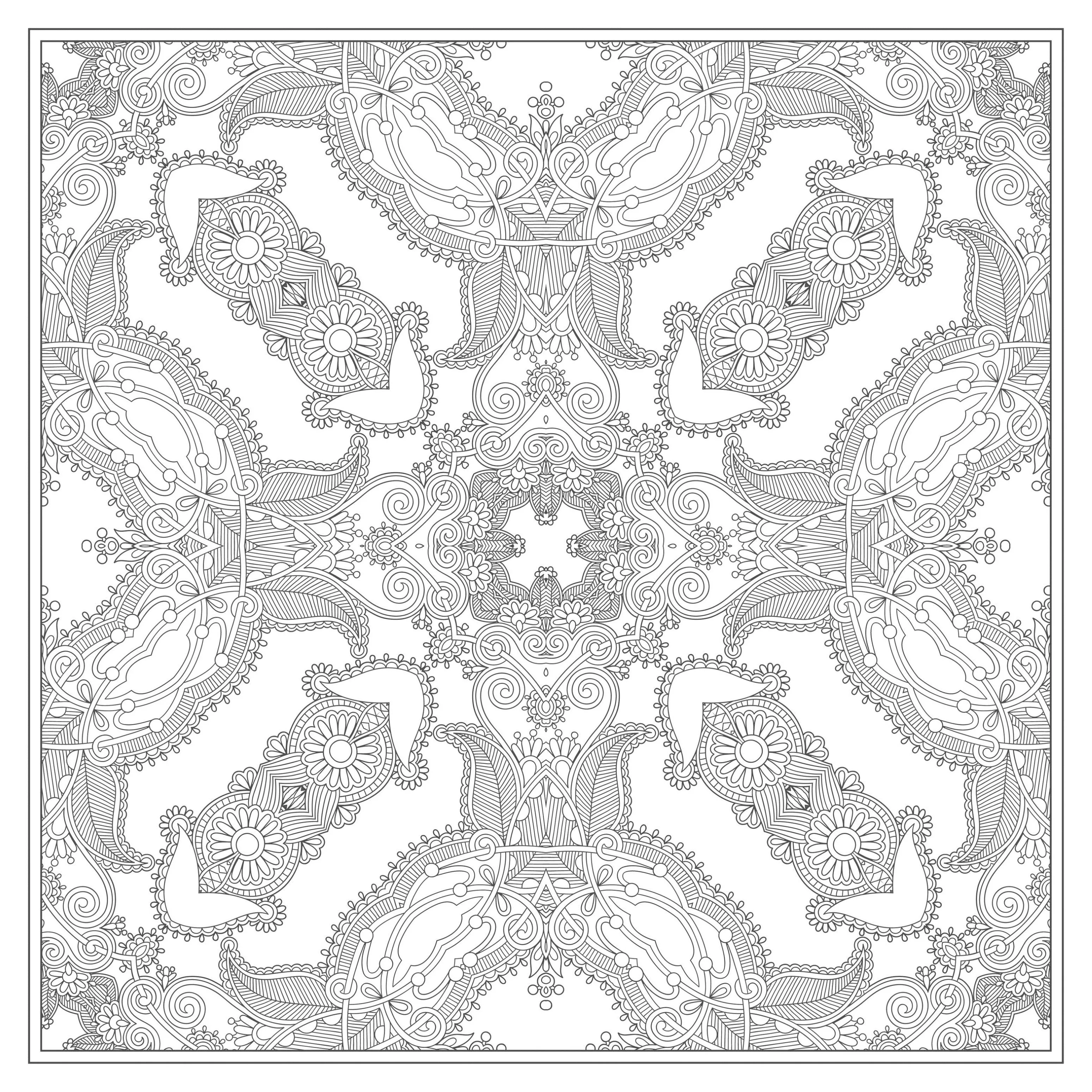 Magnífico mandala cuadrado (Flores y vegetación)