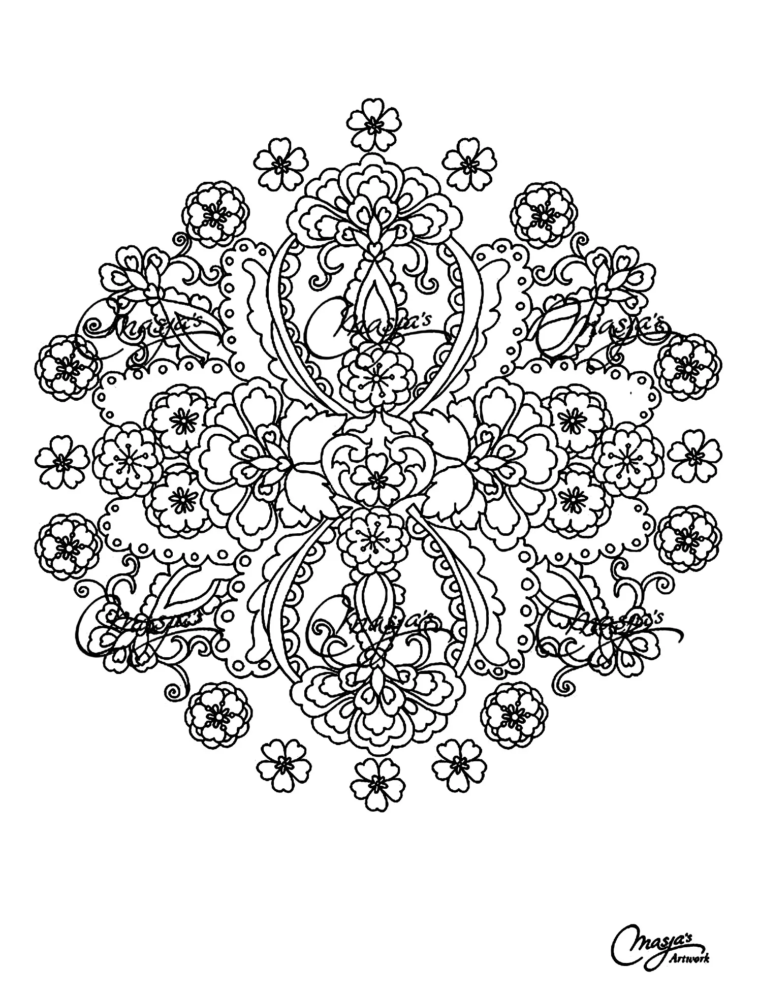 Mandala muy elegante Flores y plantas (Flores y vegetación)