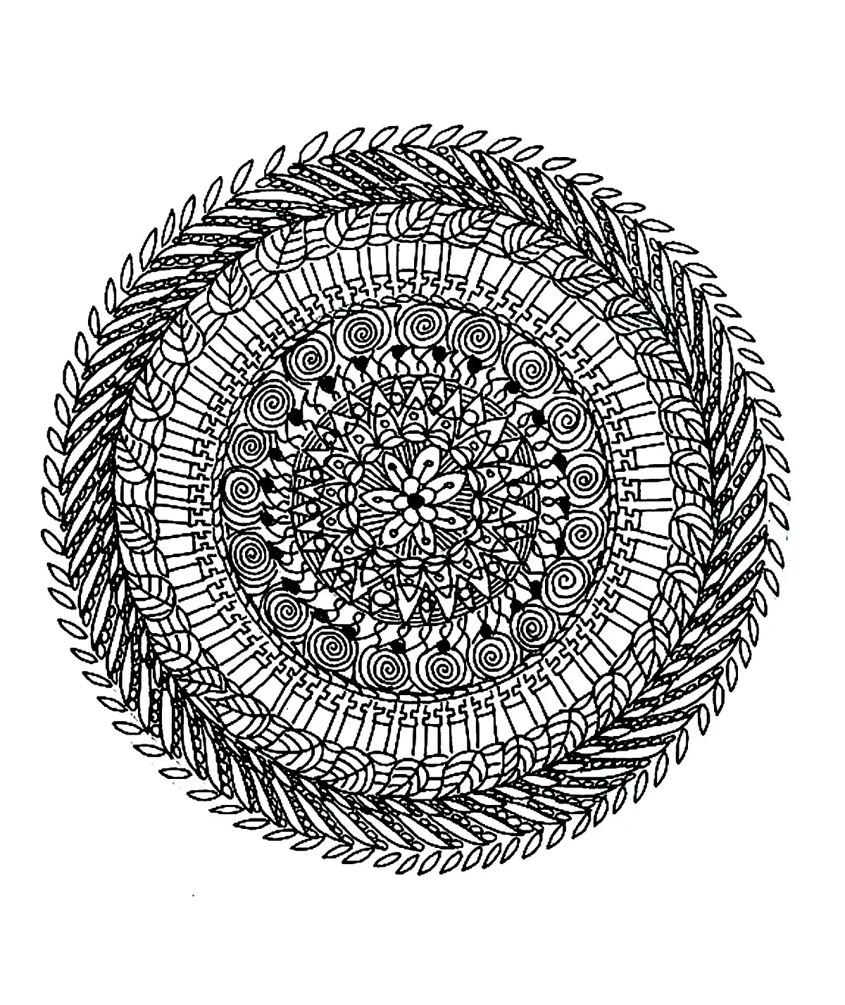 Magnífico mandala natural complejo (Flores y vegetación)