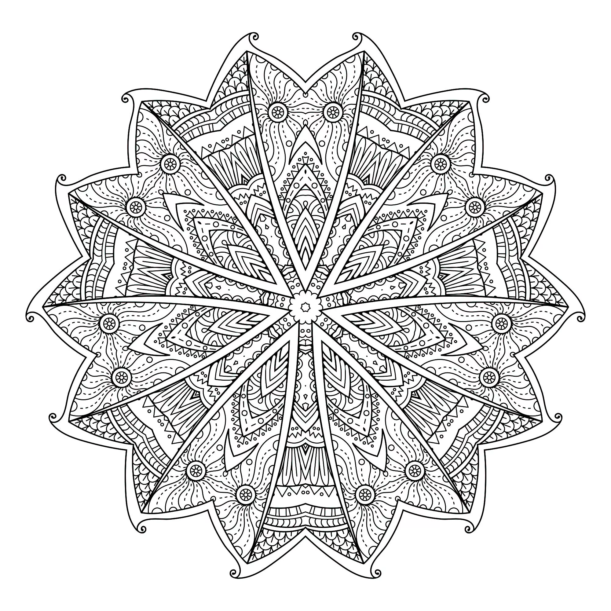 Mandala abstracto con hojas (Flores y vegetación)
