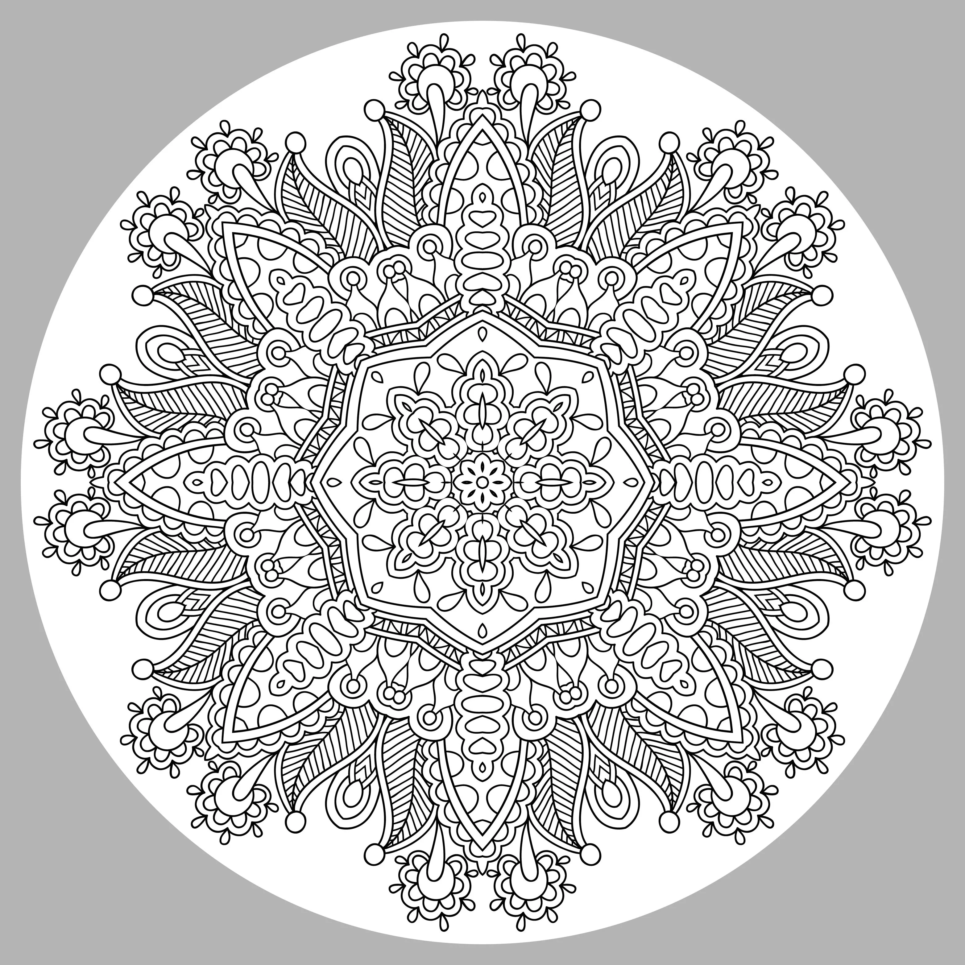Mandala sobre fondo gris (Flores y vegetación)