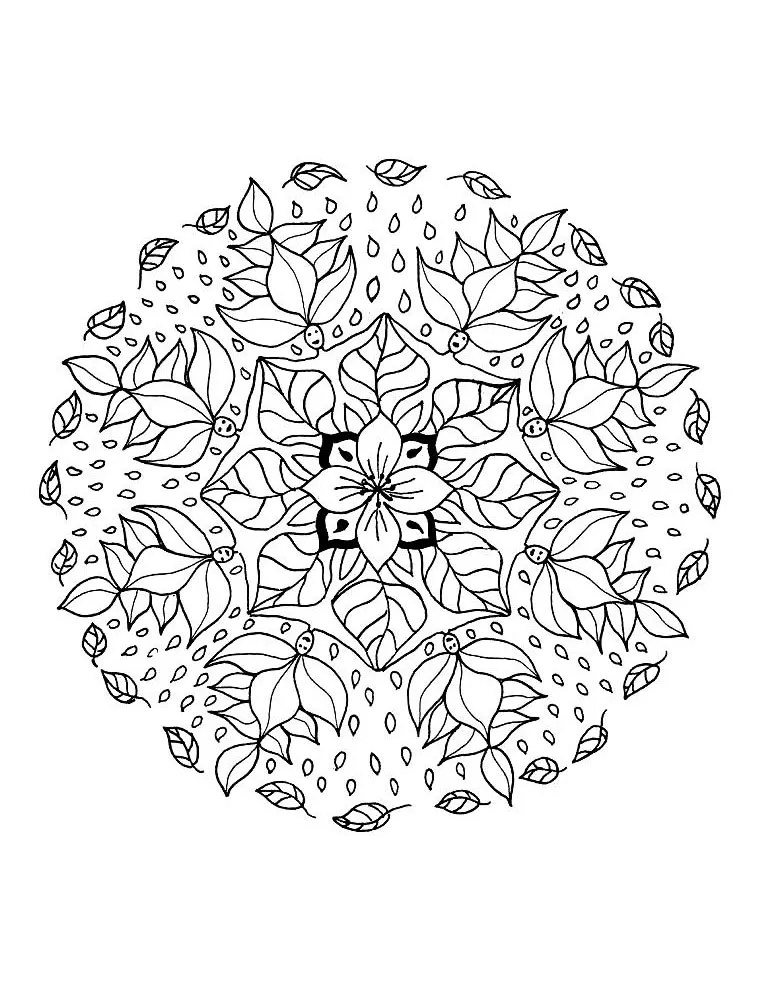 Sublime mandala de hojas (Flores y vegetación)