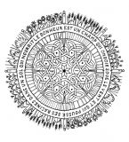 Mandala para colorear con flores y hojas (Flores y vegetación)