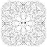 Colorear mandala florcitas y mariposas