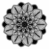 Mandala hojas blanco y negro (Flores y vegetación)
