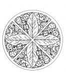 Mandala de hojas y hormigas (Flores y vegetación)