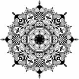 Mandala Zentangle blanco y negro (Flores y vegetación)