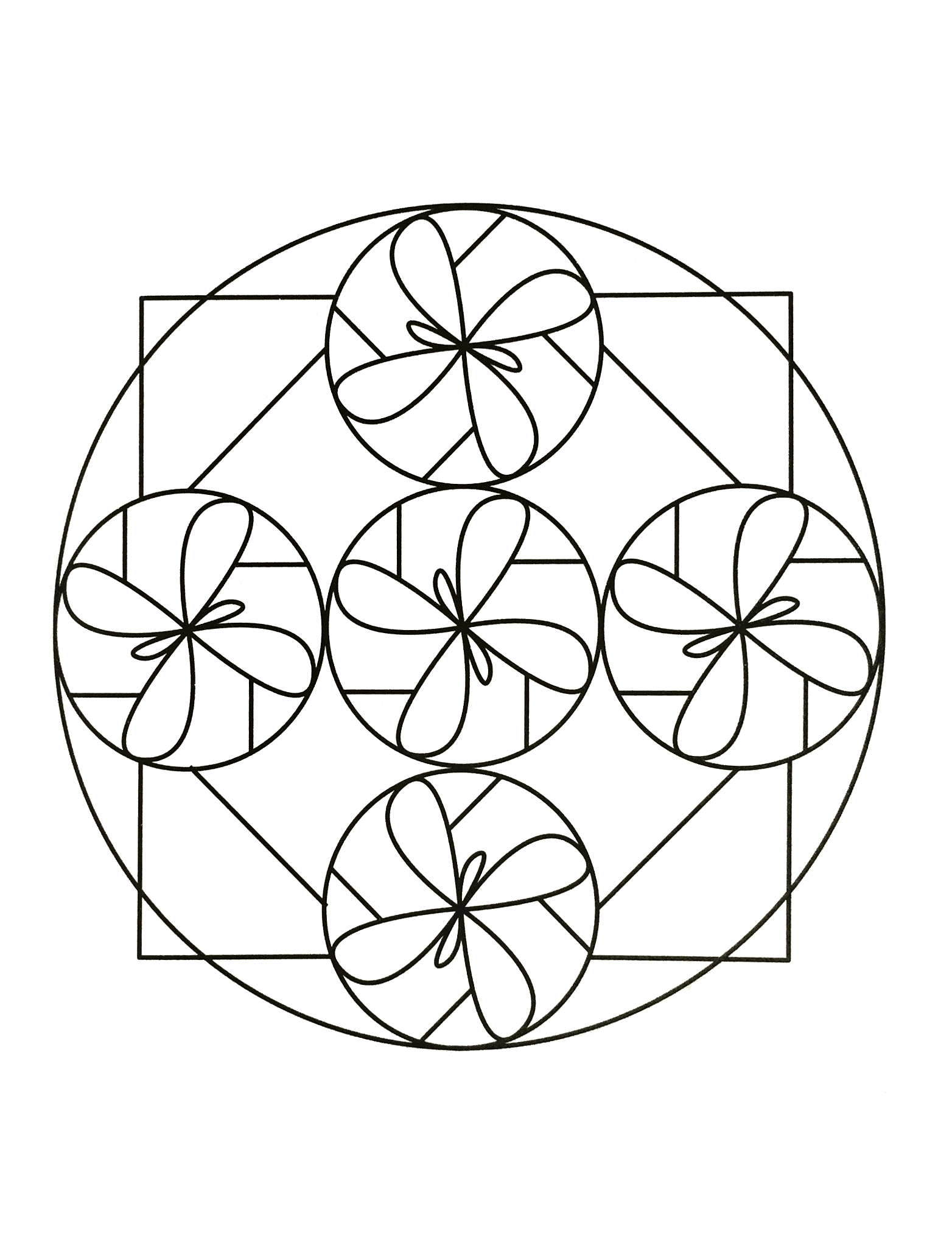 Mandala sencillo con formas de mariposa (Zen & Antistress)