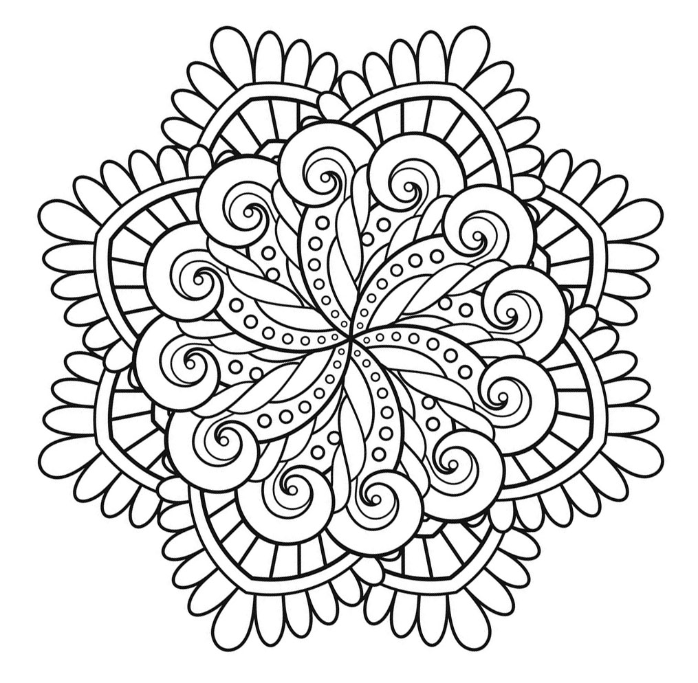 Cuando colorear un mandala se convierte realmente en arteterapia... Pasemos a un magnífico momento de relajación, con estos bonitos pétalos y motivos vegetales.