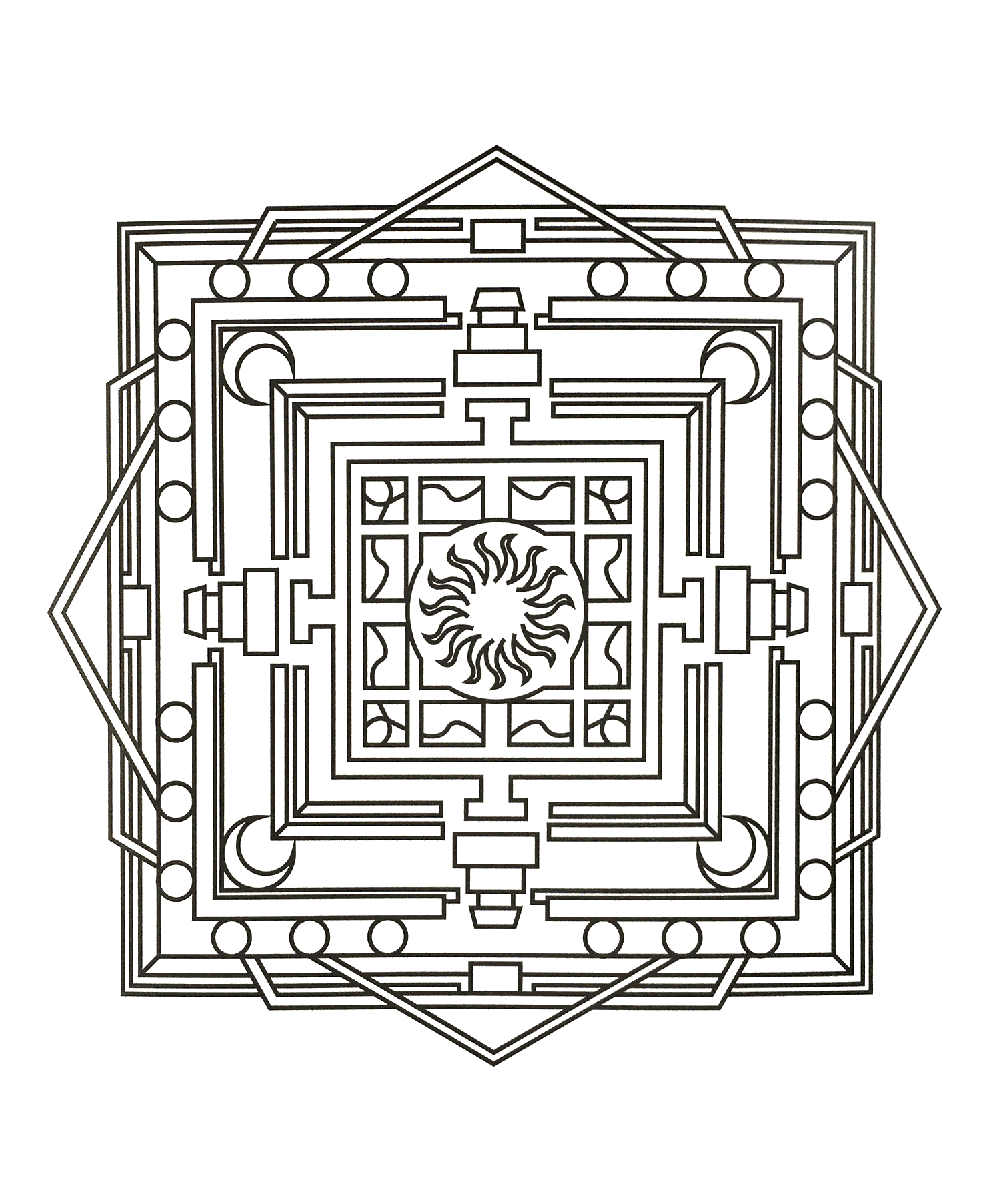 Mandala cuadrado y geométrico (Zen & Antistress)