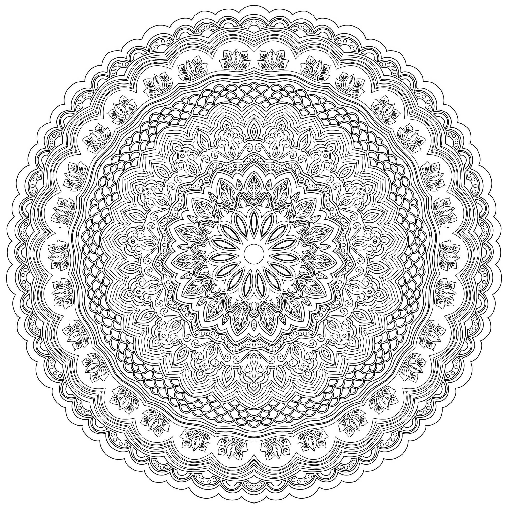 Un mandala 100% zen garantizado, para un momento de pura relajación. Las líneas son regulares y elegantes, como la naturaleza misma. Pronto sentirá los beneficios de colorear. Cuando coloreas un mandala, vuelves a centrarte en el momento presente, en paz contigo mismo.