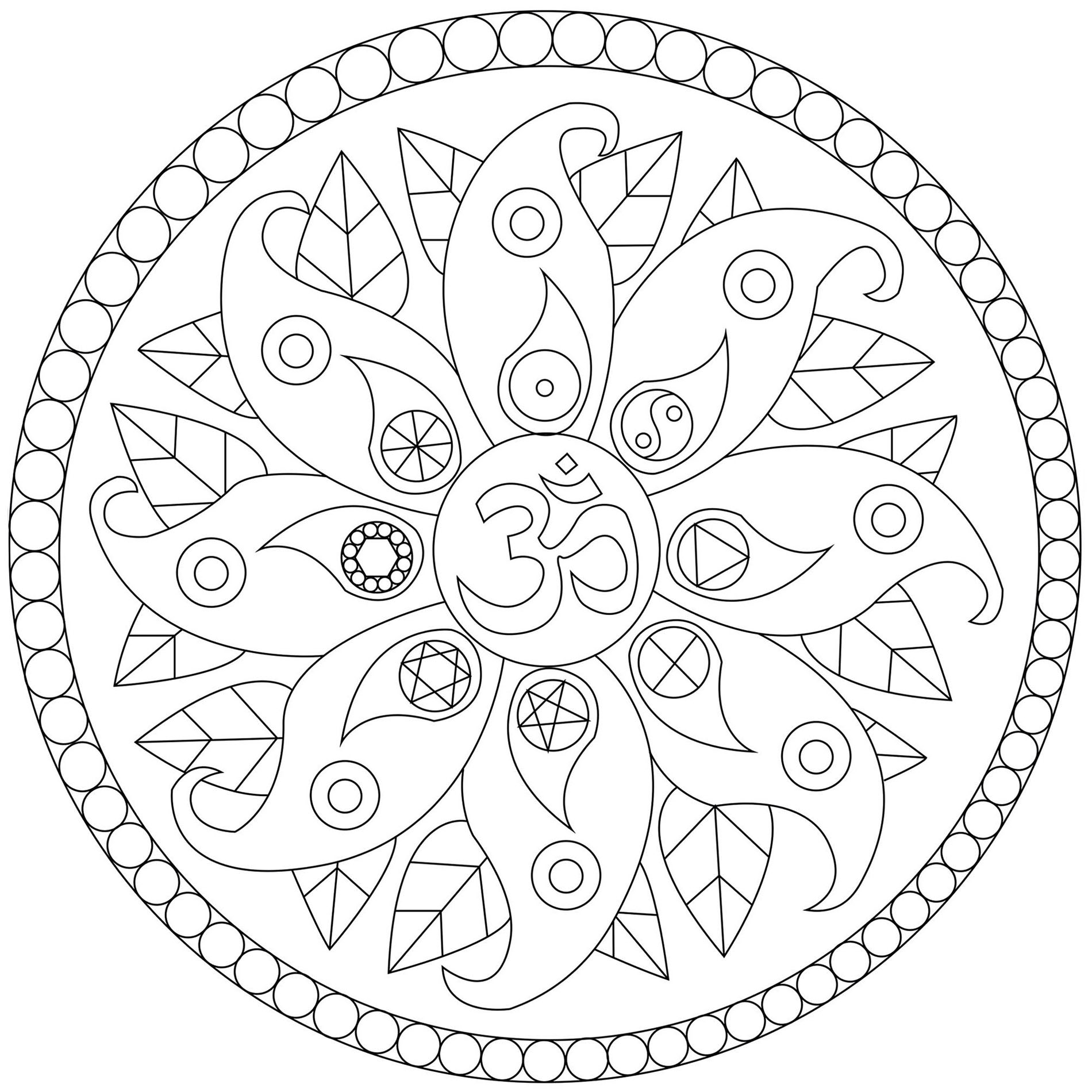 Motivos vegetales y símbolos diversos: Yin y Yang, Om .., Artista : Caillou