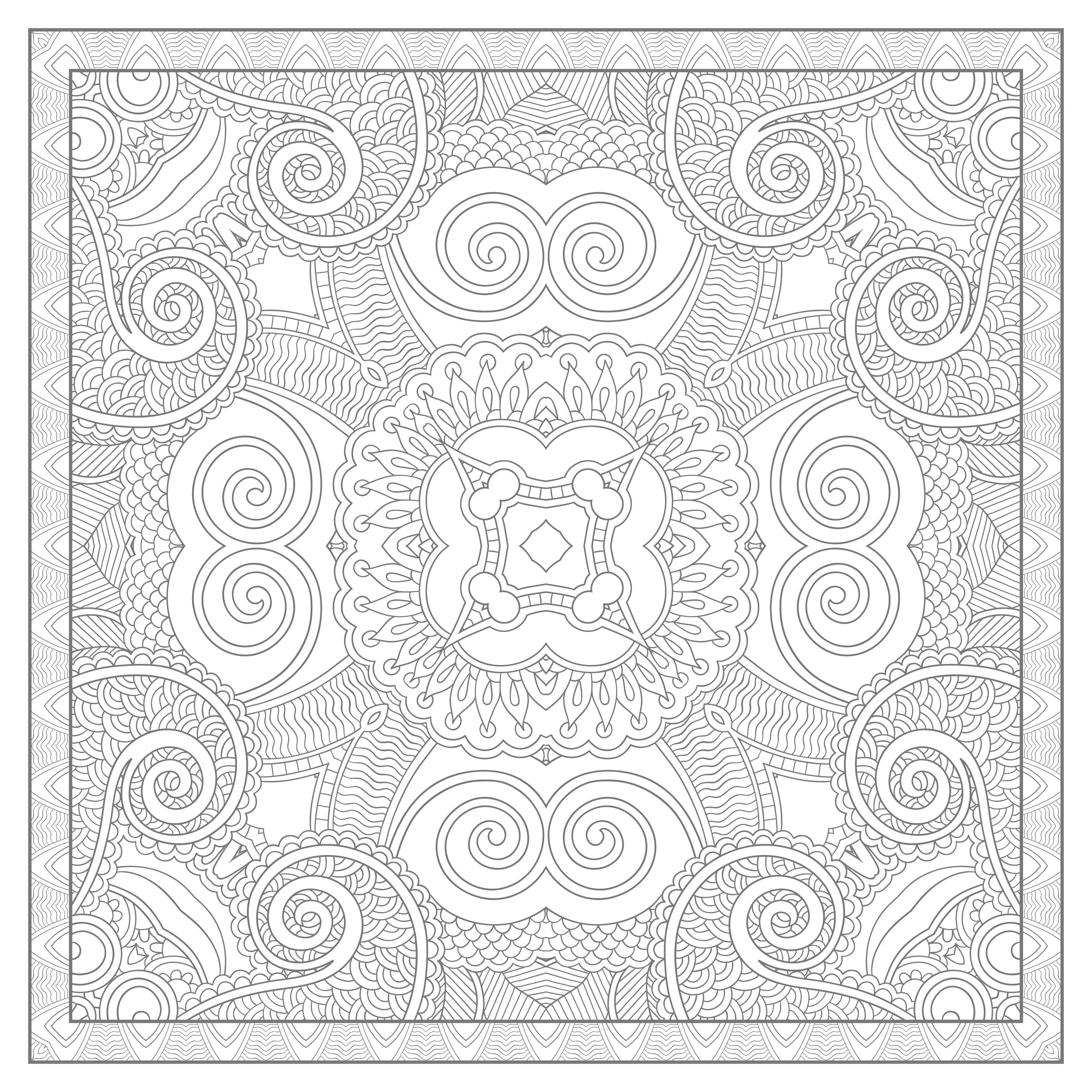 Mandala cuadrado complejo (Zen & Antistress)