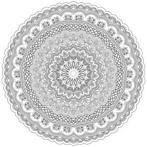Mandala antiestrés muy detallado con líneas finas y elegantes (Zen & Antistress)
